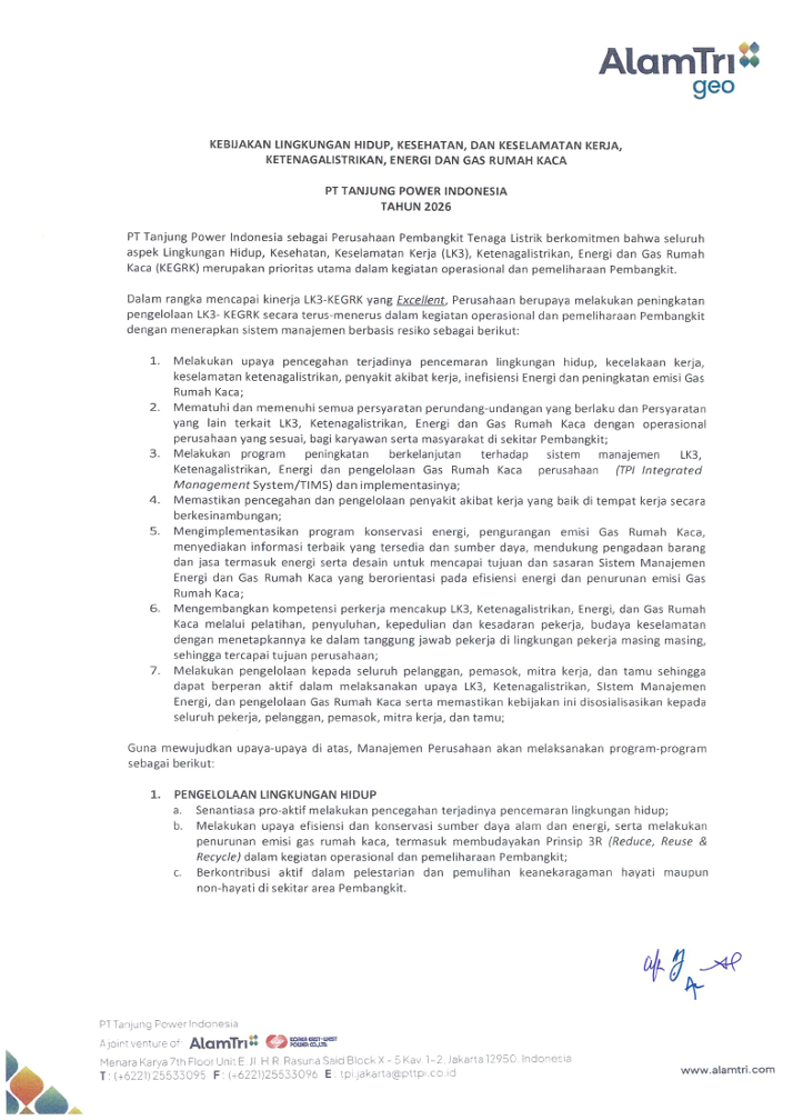 KEBIJAKAN LINGKUNGAN HIDUP, K3, KETENAGALISTRIKAN, ENERGI DAN GAS RUMAH KACA hal 1